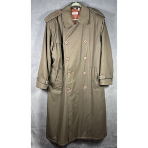 Giorgio Armani Vintage Mens Lined Trench Top‎ Coat Size 40 Olive No Belt